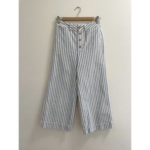 Madewell Emmett Wide-Leg Crop Pants in Stripe: Button-Front Edition Size 27
